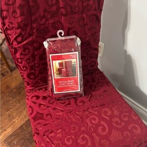 Elegant Red Dining Chair Cover
(I have two of these for sale $5 each)